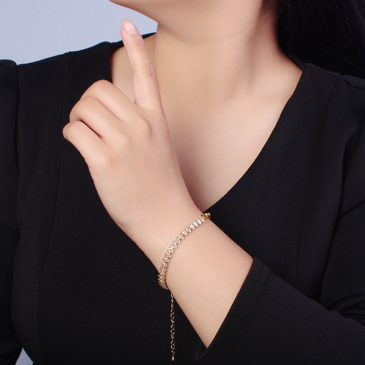 Half Tennis Half Paperclip Bracelet, Tennis Bracelet, CZ Tennis Bracelet, Paperclip Bracelet, Link Bracelet | WA-955 WA-956 Clearance Pricing