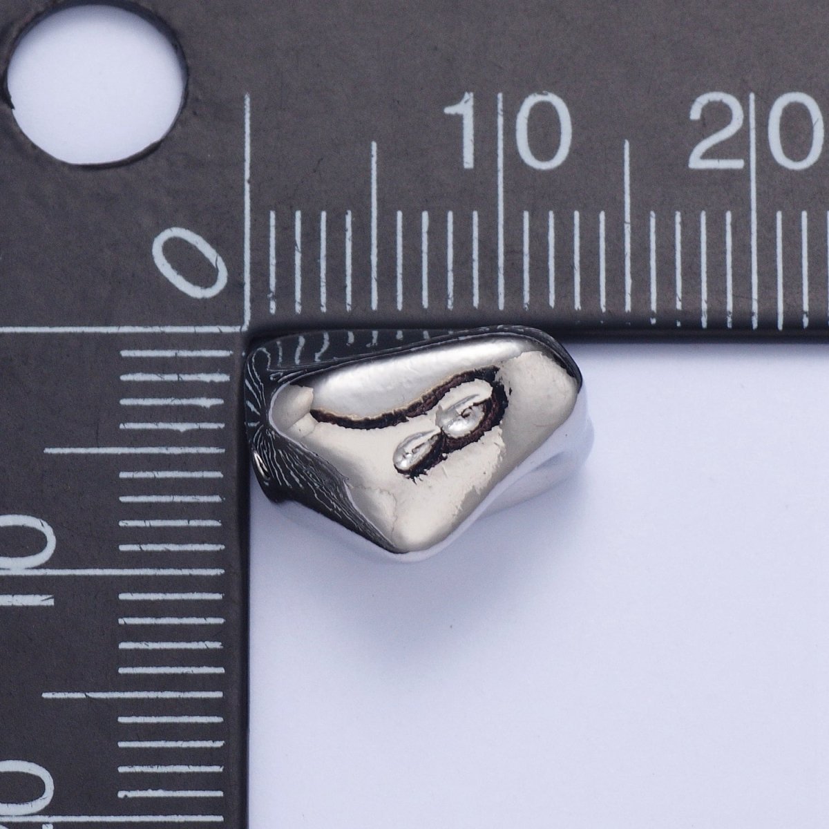 Hammered 12.8x9mm Gold & Silver Geometric Abstract Spacer Bead Component For Jewelry Making | W-924 W-925