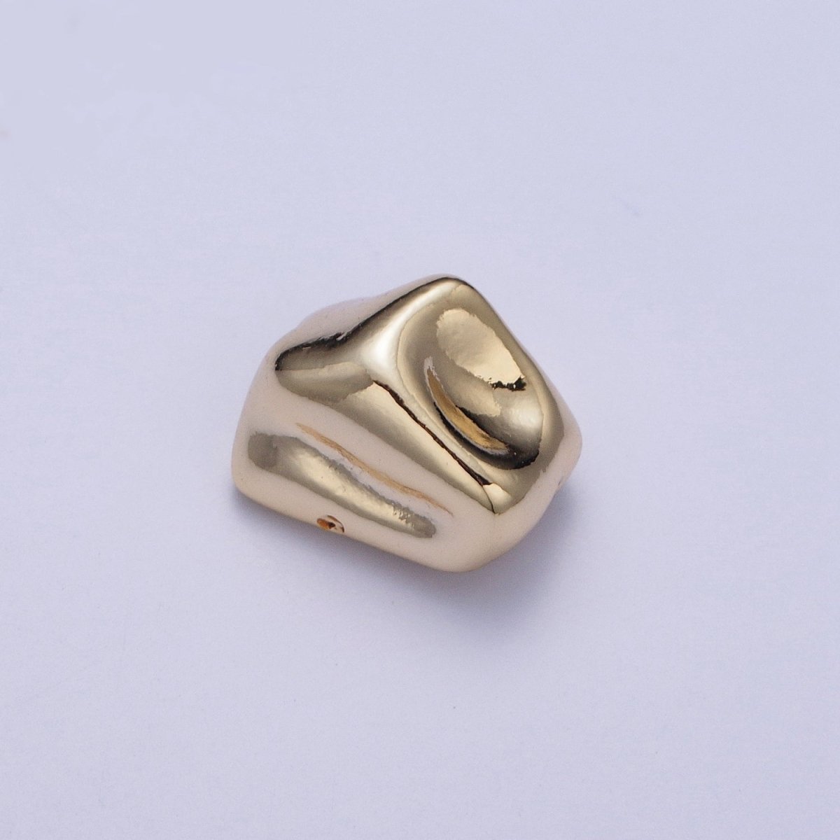 Hammered 12.8x9mm Gold & Silver Geometric Abstract Spacer Bead Component For Jewelry Making | W-924 W-925