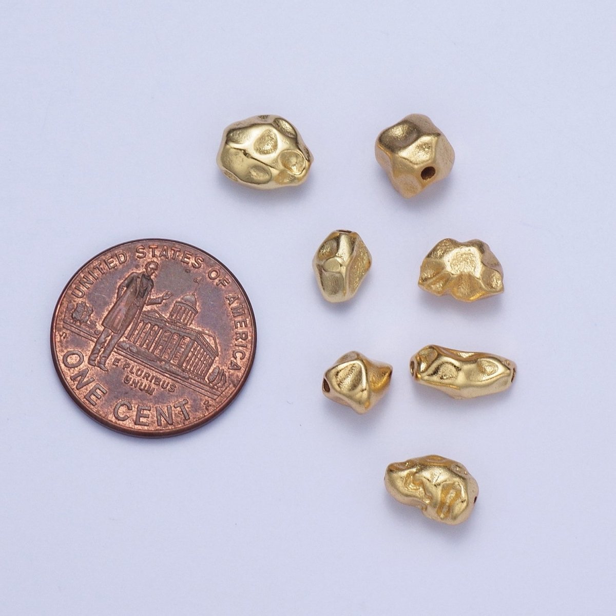 Hammered Abstract Geometric Gold Spacer Bead | B-014, B-016, B-029, B-041, B-044, B-045, B-048