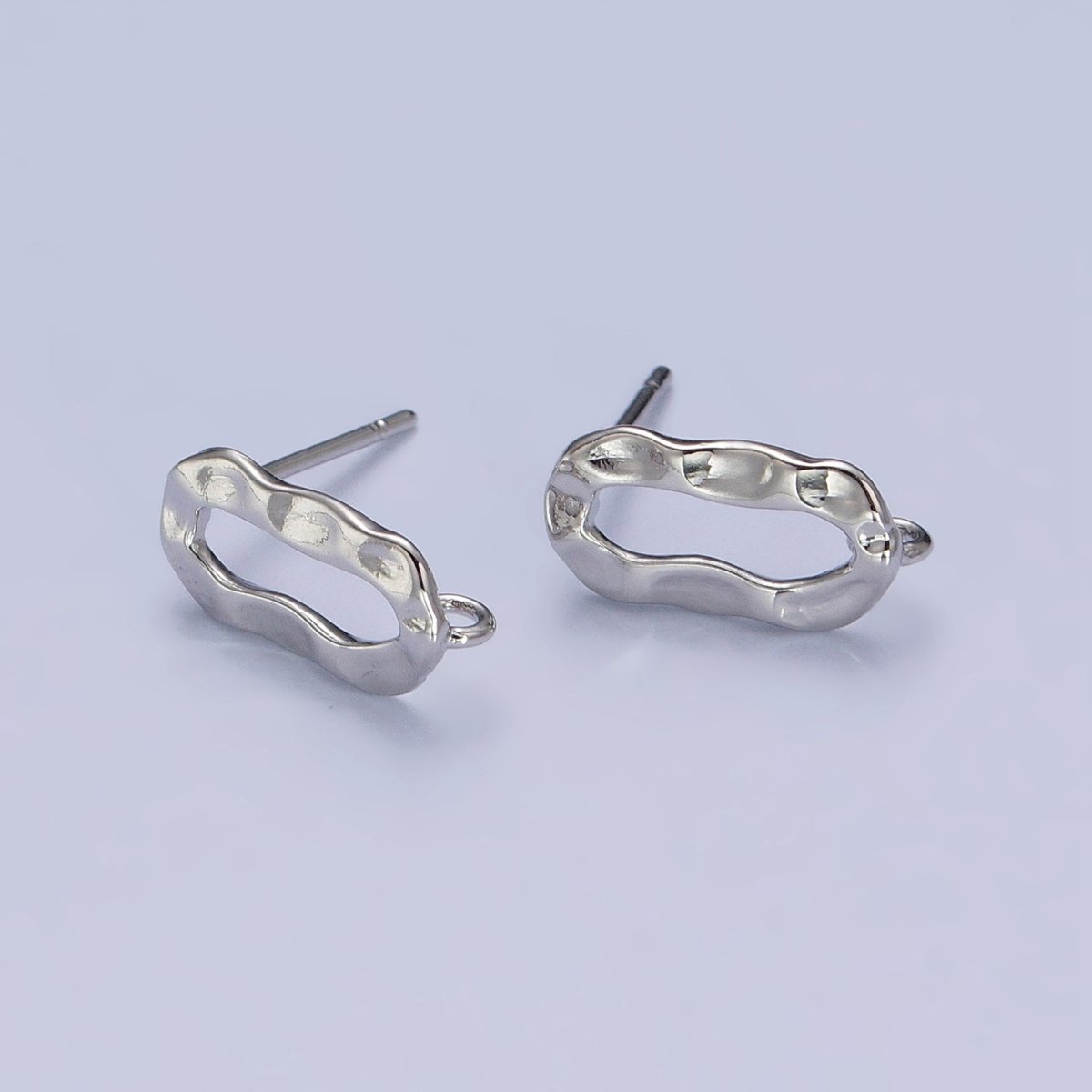 Hammered Oblong Open Loop Stud Earrings Supply in Gold & Silver | Z-084 Z-085