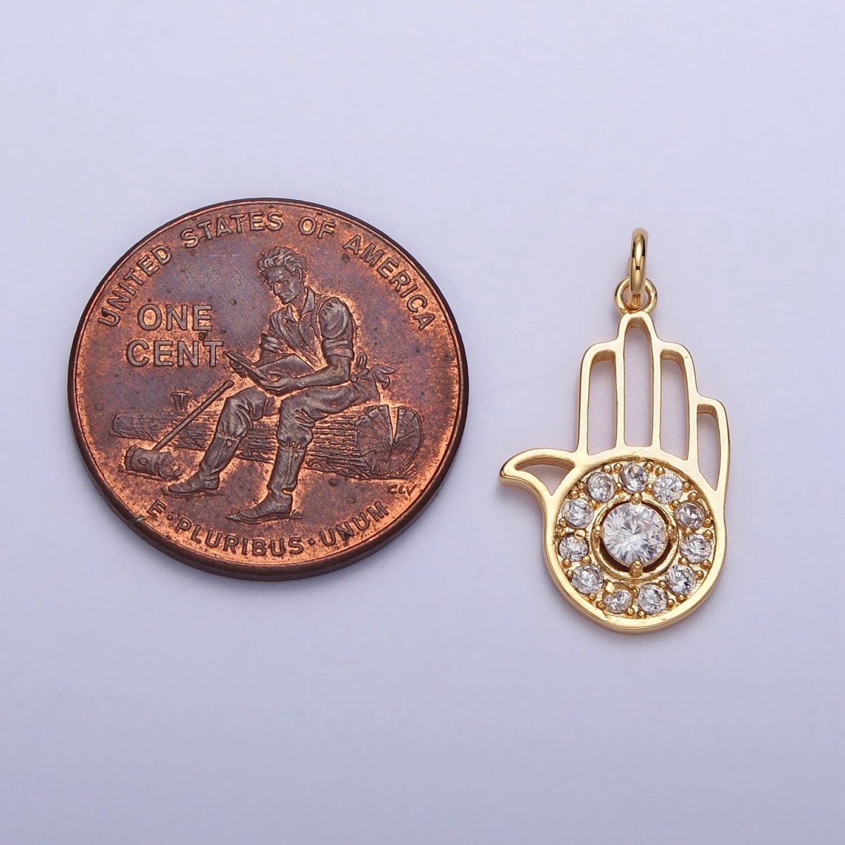 Hamsa Hand Clear Micro Paved CZ Palm Add-On Charm in Silver & Gold | AC228 AC277