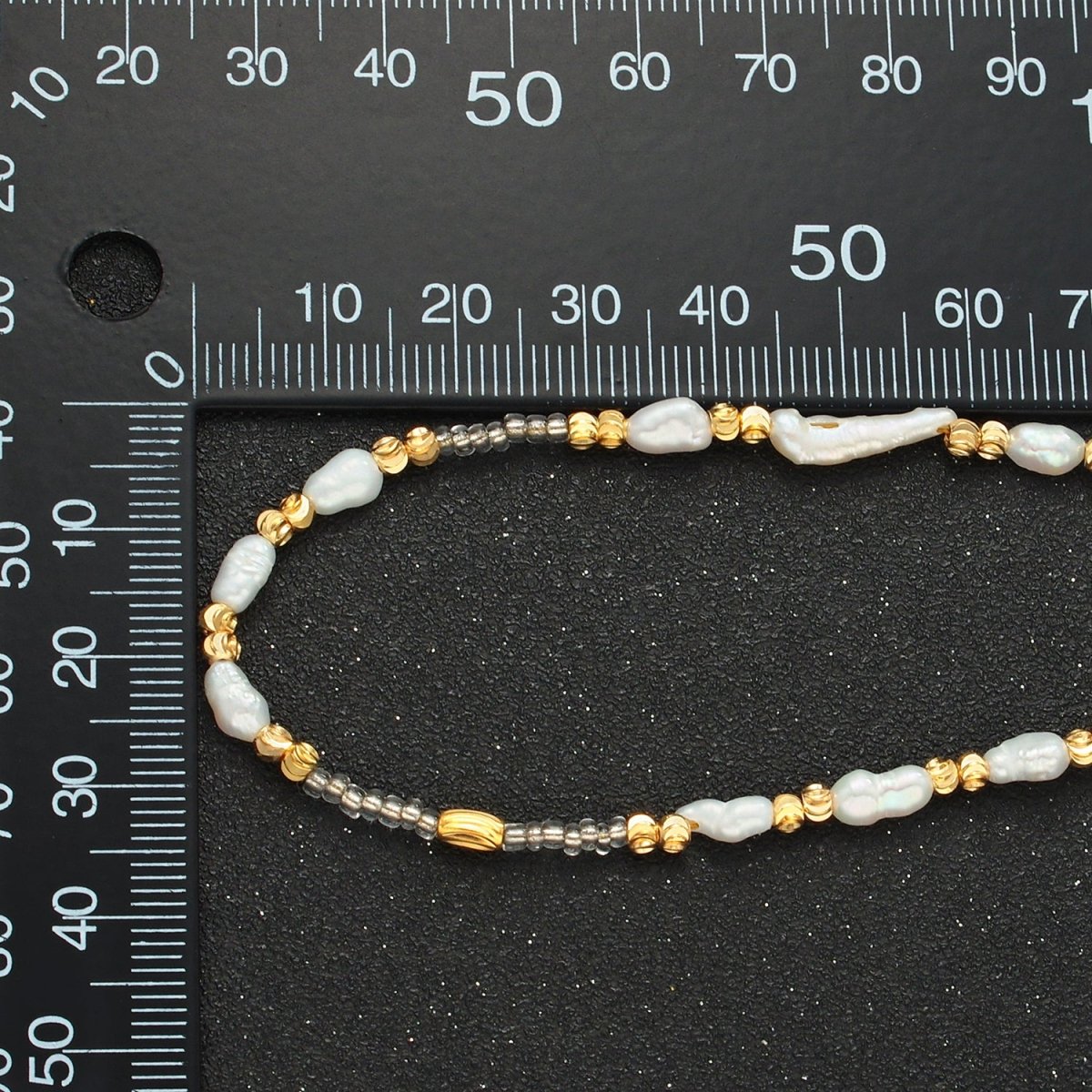 Handmade Bead Chain Necklace with Mother of Pearl 15.55 Inch with Extender | WA2586