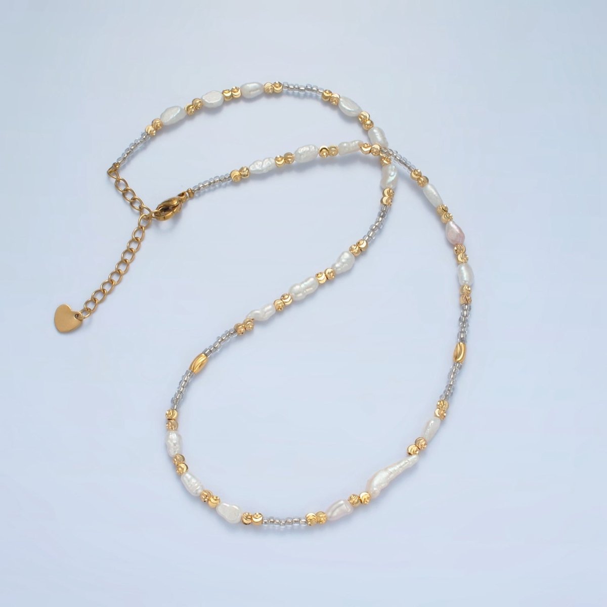 Handmade Bead Chain Necklace with Mother of Pearl 15.55 Inch with Extender | WA2586