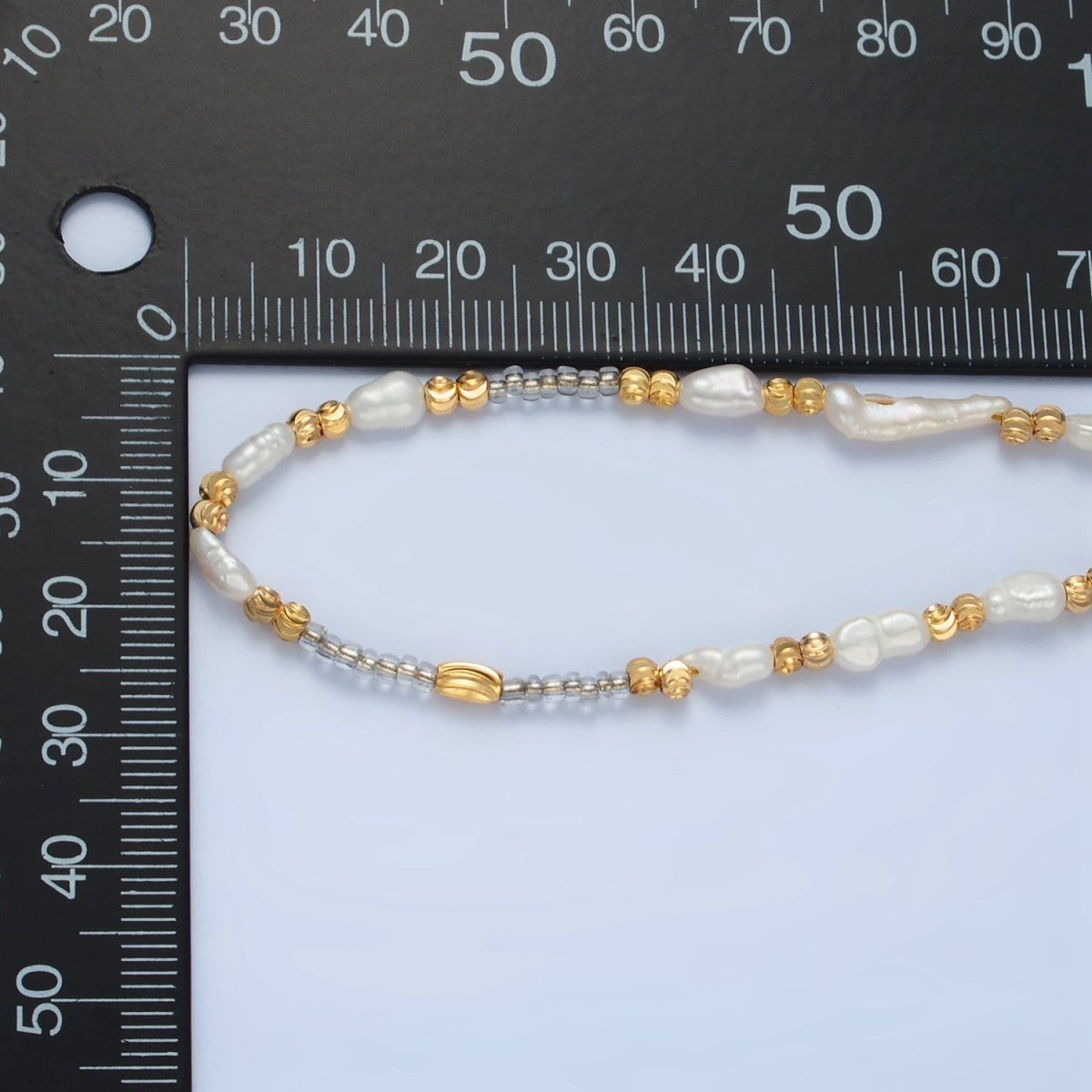 Handmade Bead Chain Necklace with Mother of Pearl 15.55 Inch with Extender | WA2586