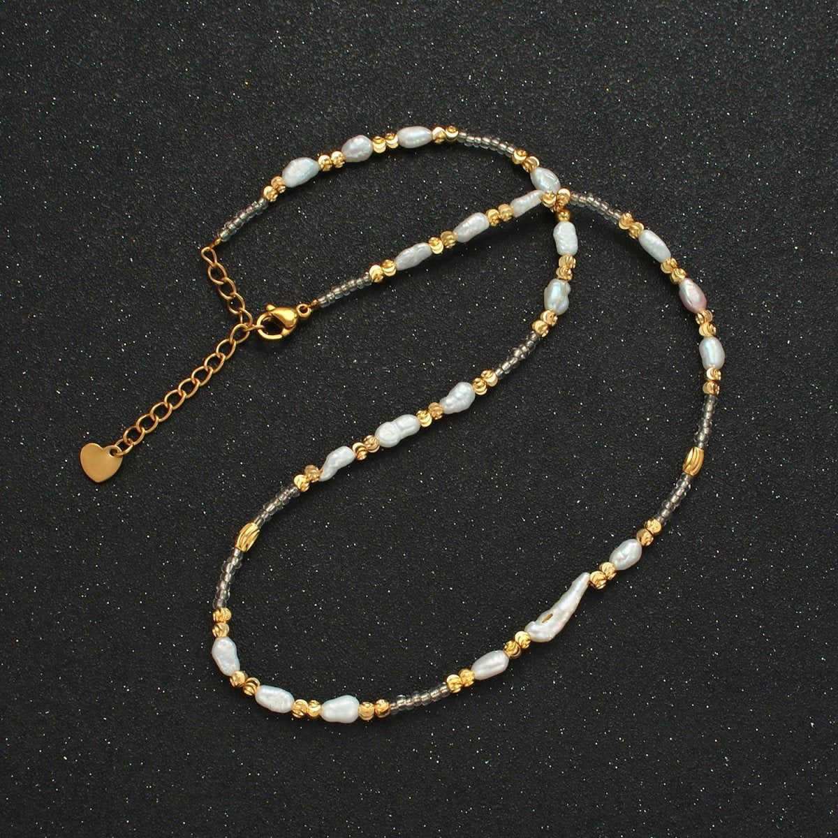 Handmade Bead Chain Necklace with Mother of Pearl 15.55 Inch with Extender | WA2586