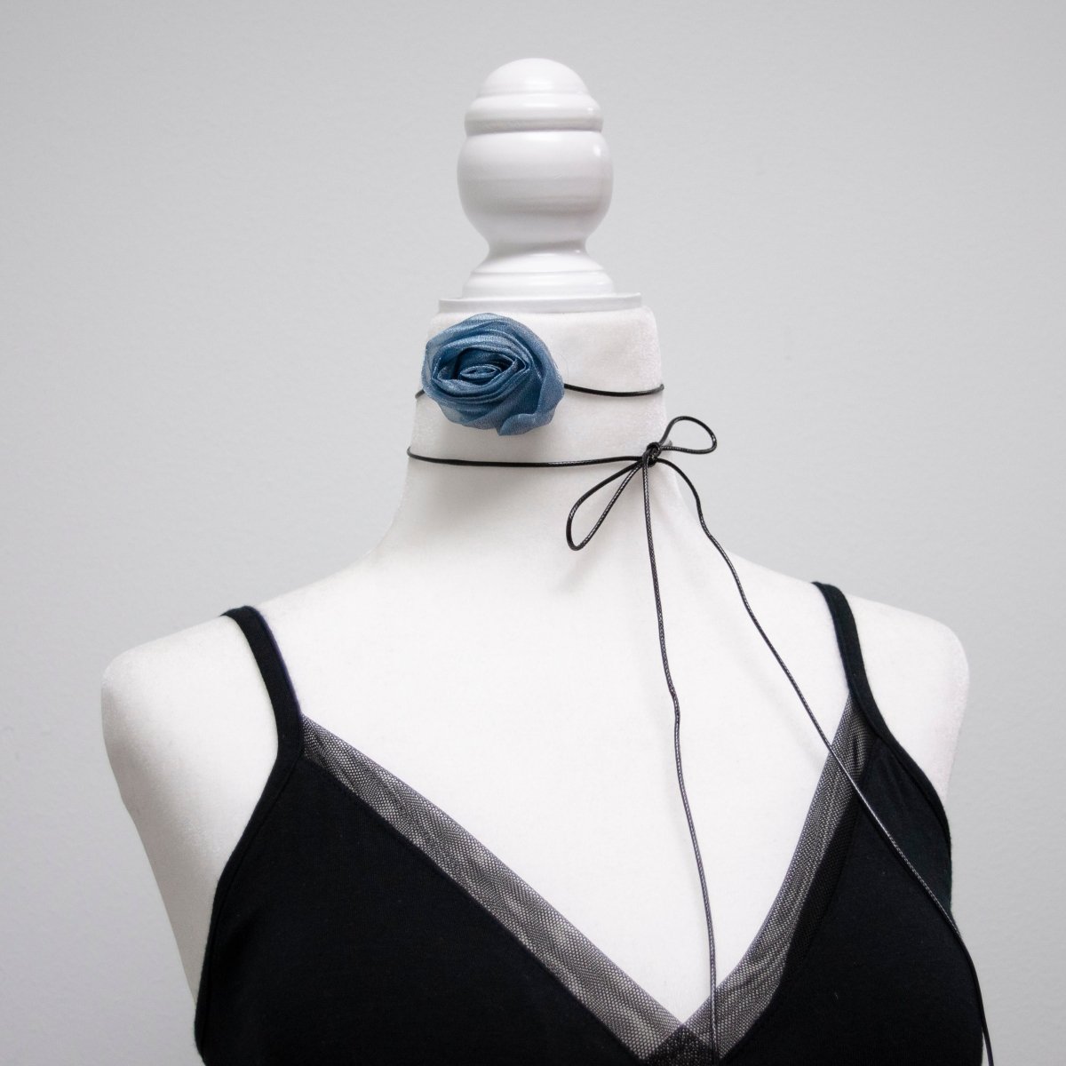 Handmade Blue, Pink, White, Baby Pink Peony Flower Ribbon Tulle Choker Necklace | FC010 - FC013