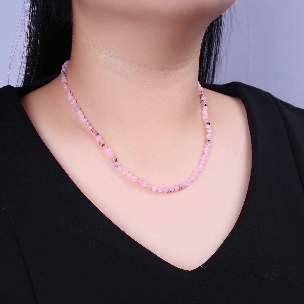 Handmade Pink Jade Bead Necklace for Layering Jewelry | WA-876 Clearance Pricing