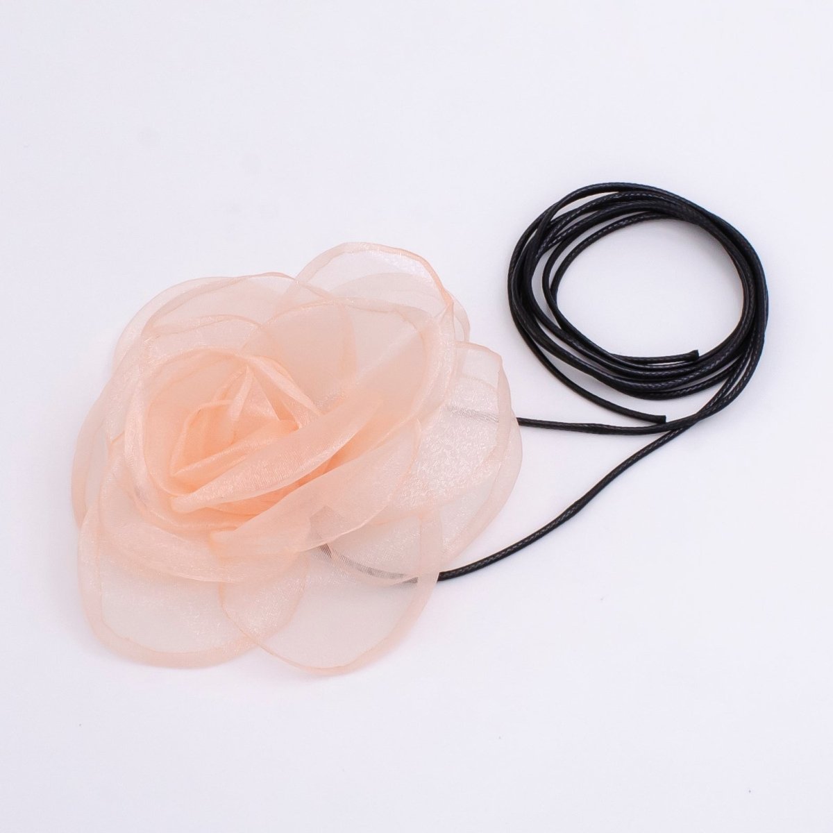 Handmade Pink, Red, Maroon, Pink, Black Tulle Rose Flower Choker Necklace | FC019 - FC023