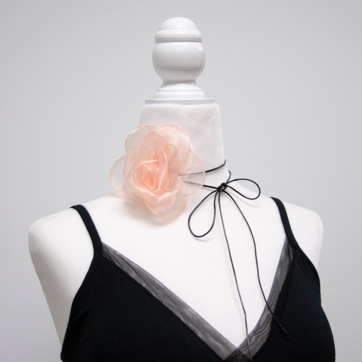 Handmade Pink, Red, Maroon, Pink, Black Tulle Rose Flower Choker Necklace | FC019 - FC023