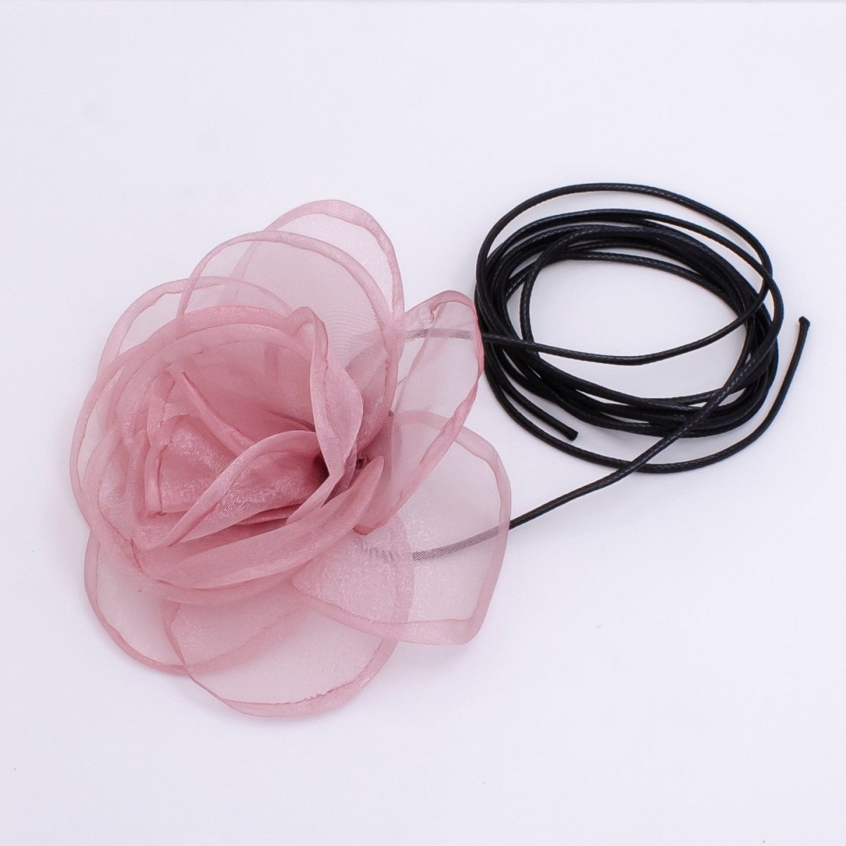 Handmade Pink, Red, Maroon, Pink, Black Tulle Rose Flower Choker Necklace | FC019 - FC023