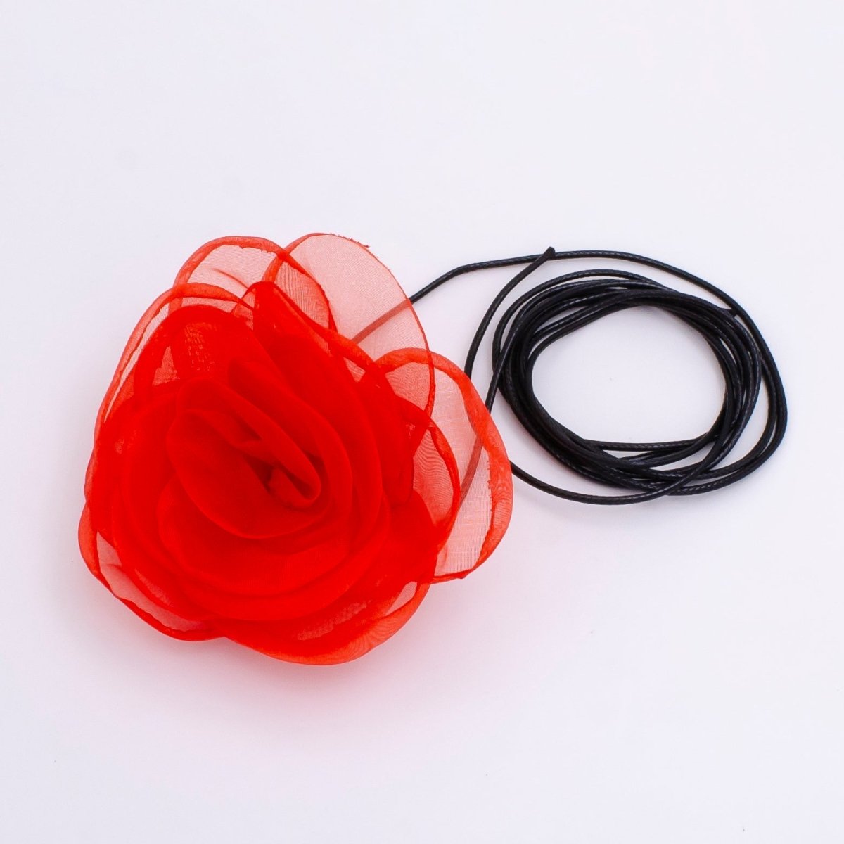 Handmade Pink, Red, Maroon, Pink, Black Tulle Rose Flower Choker Necklace | FC019 - FC023