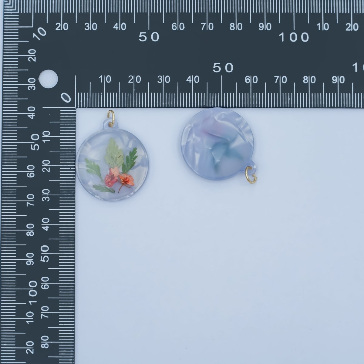 Handmade Pressed Red Poppy Flower Round Resin Charm | N062 - DLUXCA