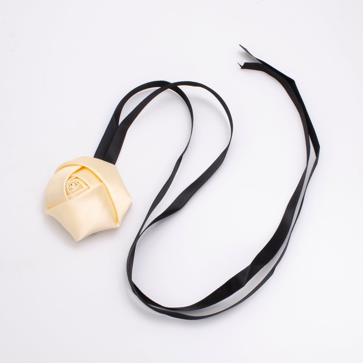 Handmade Red, White, Pink, Peach, Black Rose Flower Ribbon Satin Choker Necklace | FC001 - FC005