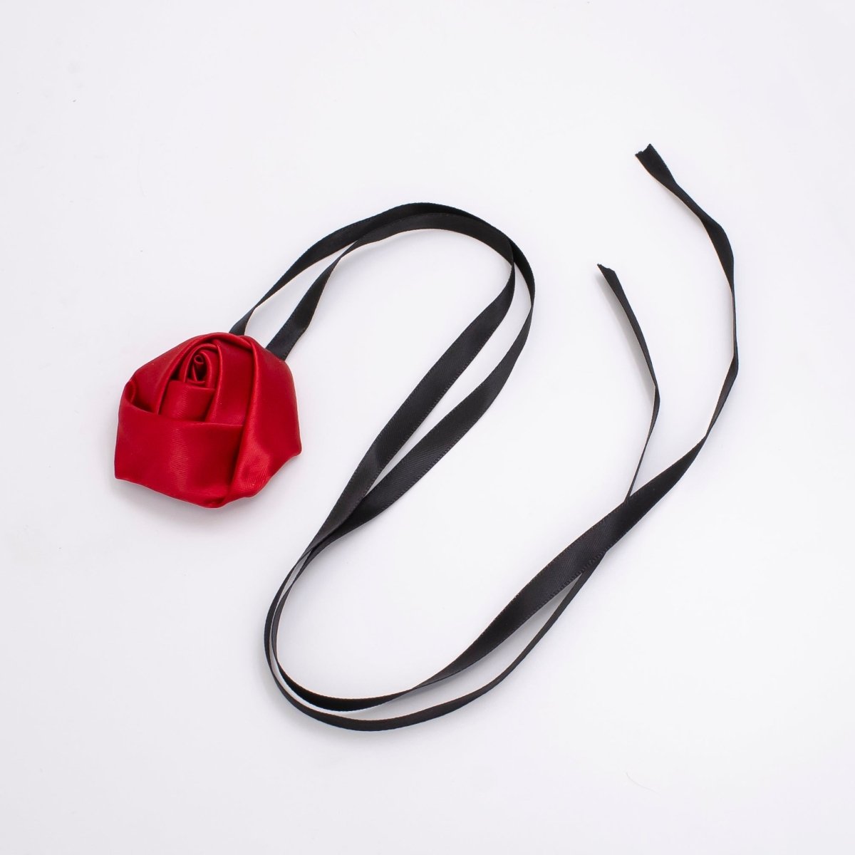 Handmade Red, White, Pink, Peach, Black Rose Flower Ribbon Satin Choker Necklace | FC001 - FC005