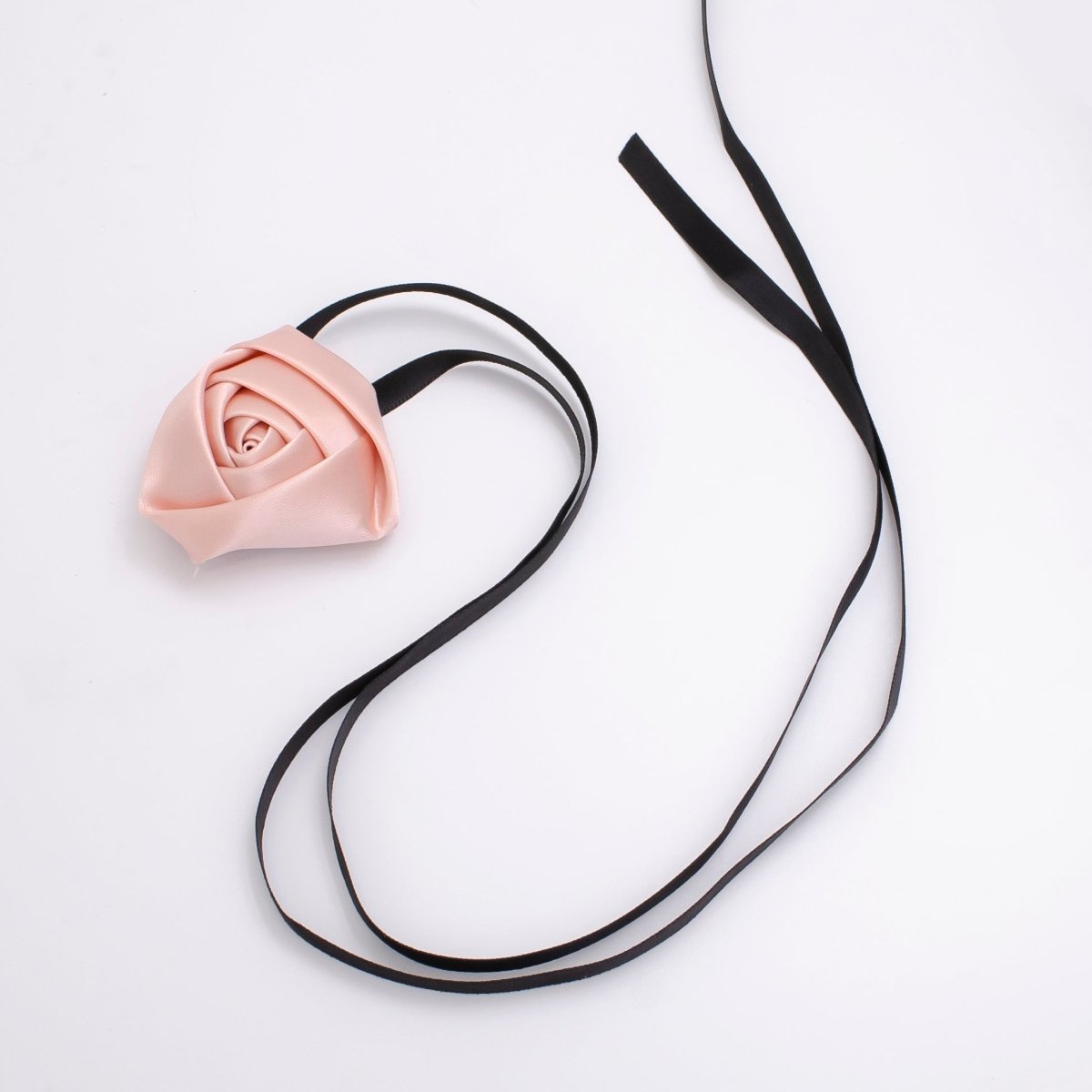 Handmade Red, White, Pink, Peach, Black Rose Flower Ribbon Satin Choker Necklace | FC001 - FC005