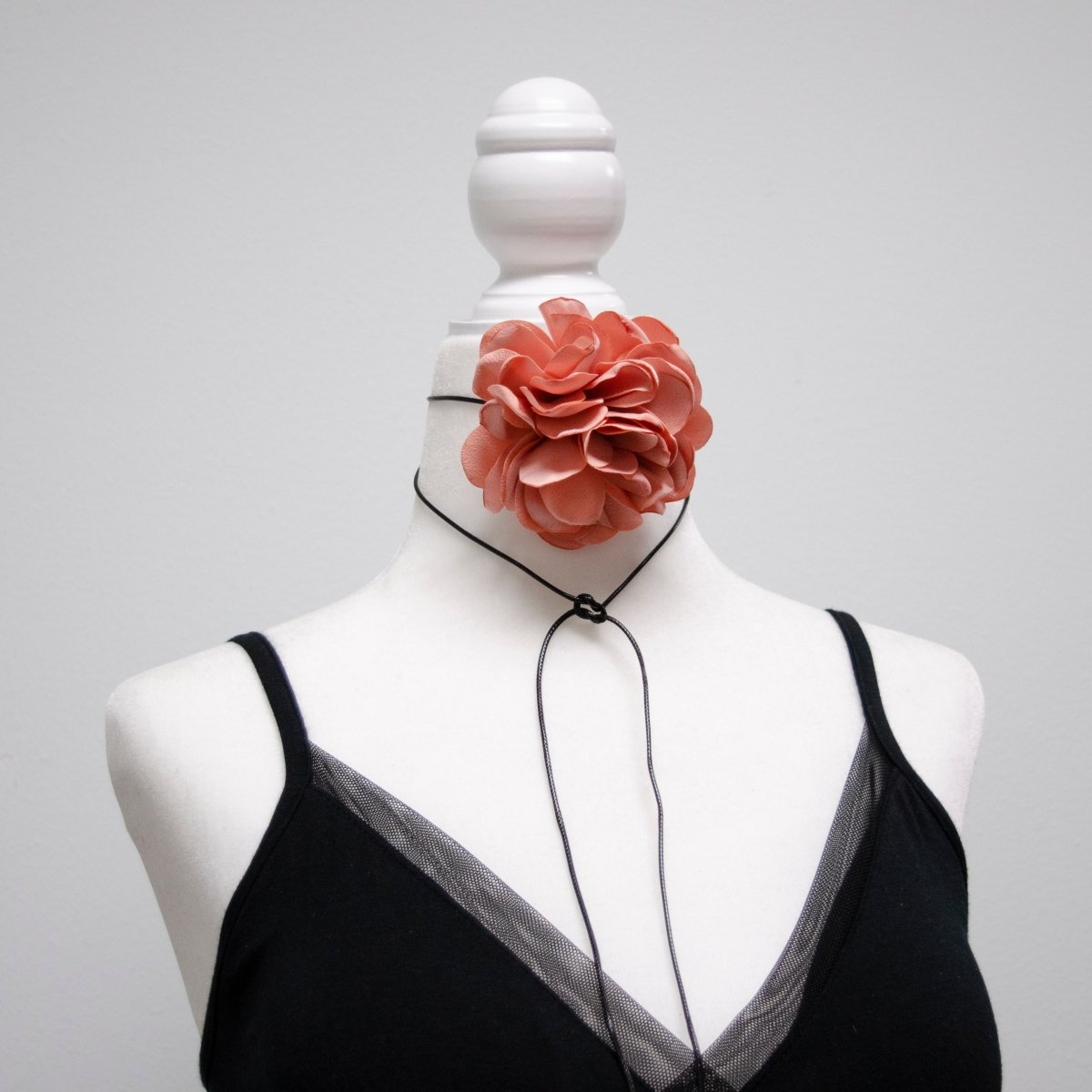 Handmade White, Red, Fuchsia, Peach, Black Rose Flower Satin Ribbon Choker Necklace | FC140 - FC018