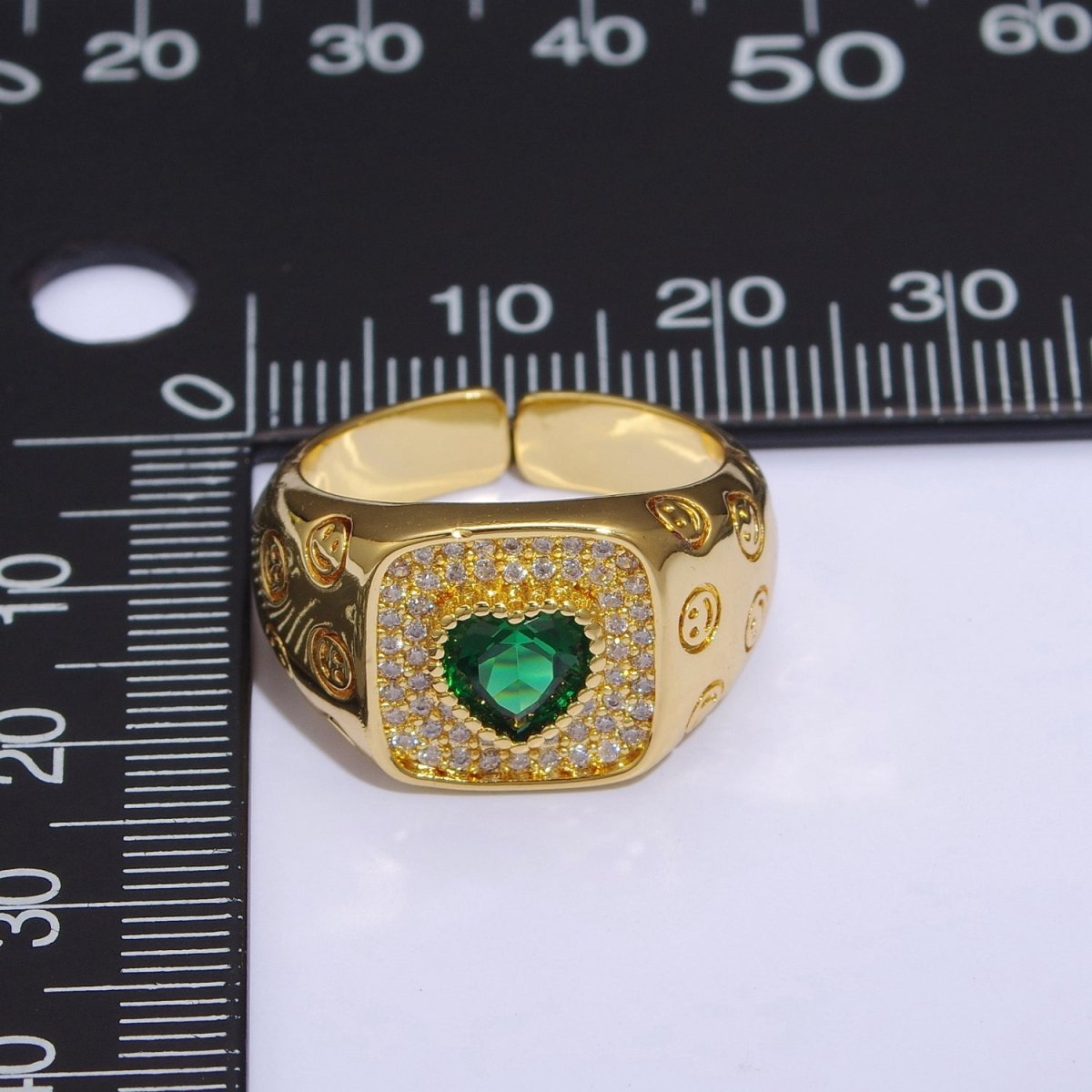 Happy Face Ring Gold Filled Heart Ring Simple Gold Signet Ring Open Ring for Stacking Jewelry us size 6.5 S-254 ~ S-257