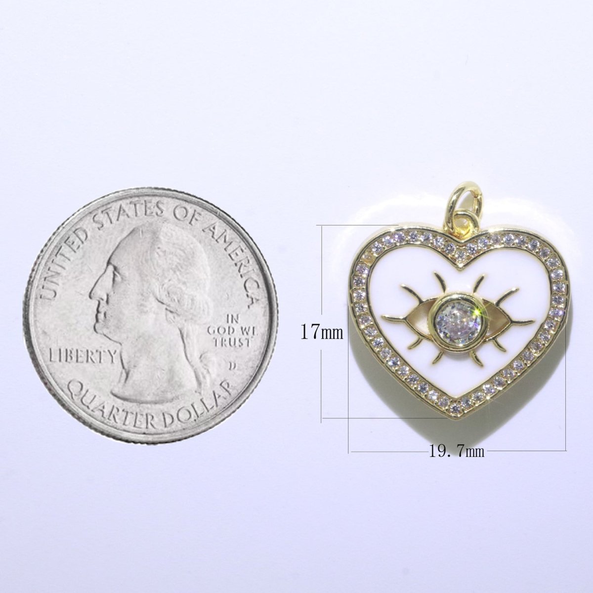Heart Enamel Evil Eye Gold Filled Charm M-157-M-166