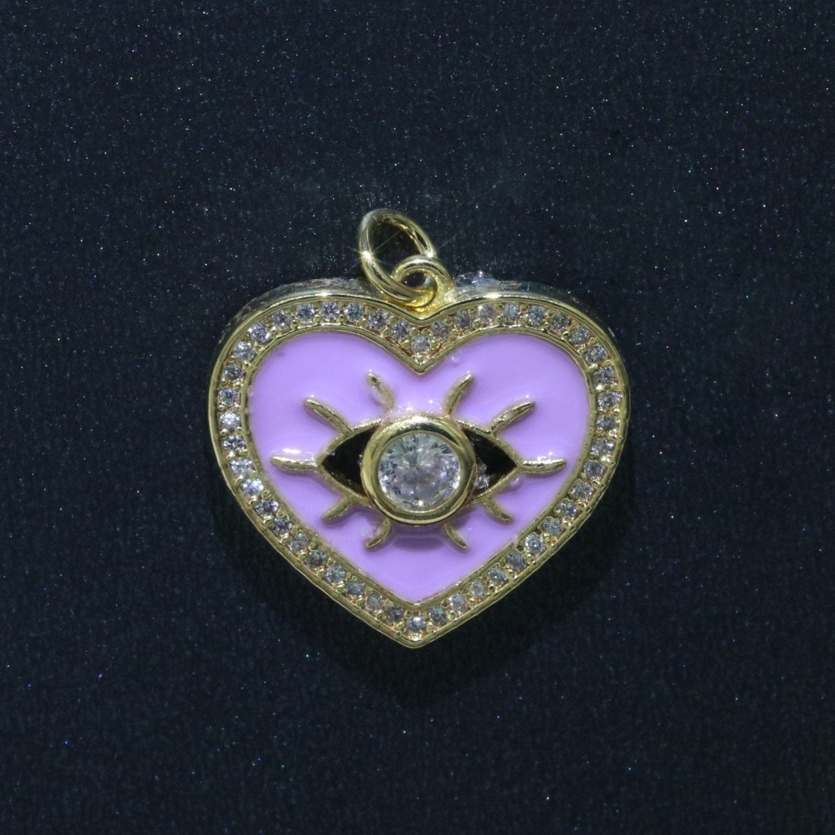 Heart Enamel Evil Eye Gold Filled Charm M-157-M-166