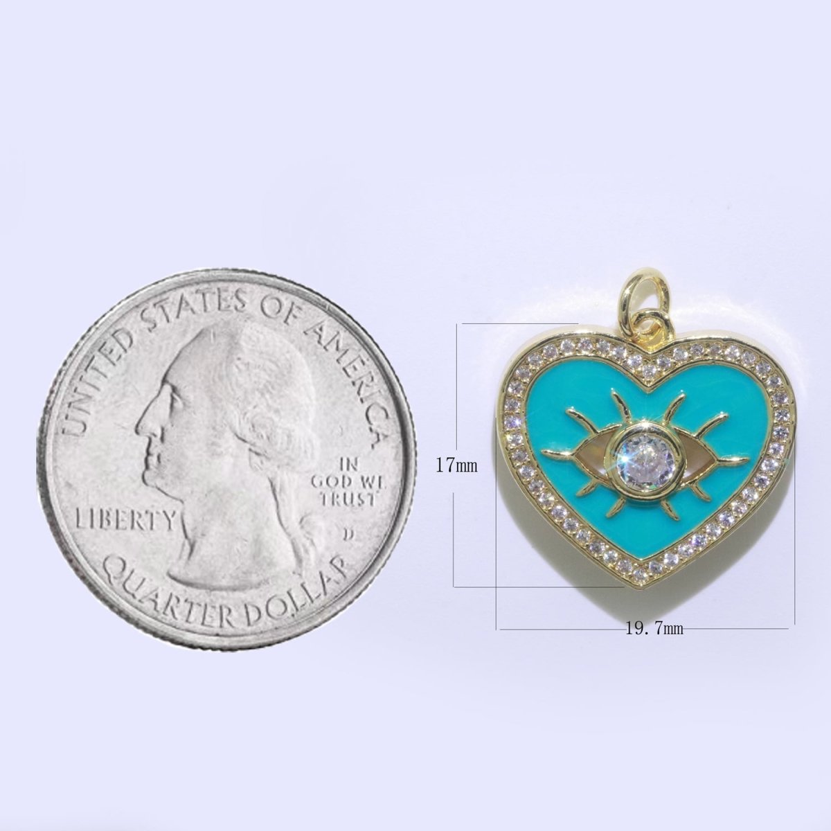 Heart Enamel Evil Eye Gold Filled Charm M-157-M-166