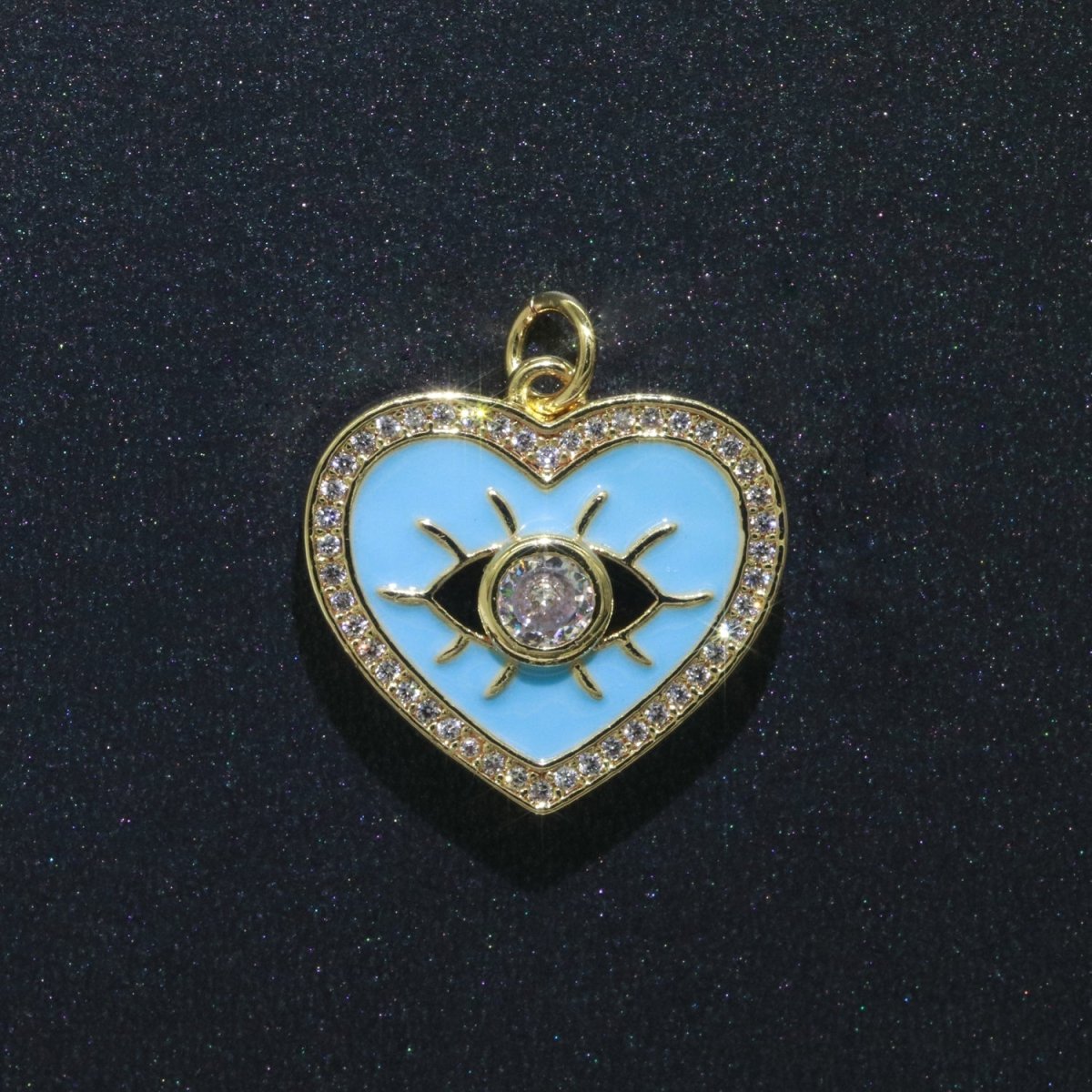 Heart Enamel Evil Eye Gold Filled Charm M-157-M-166