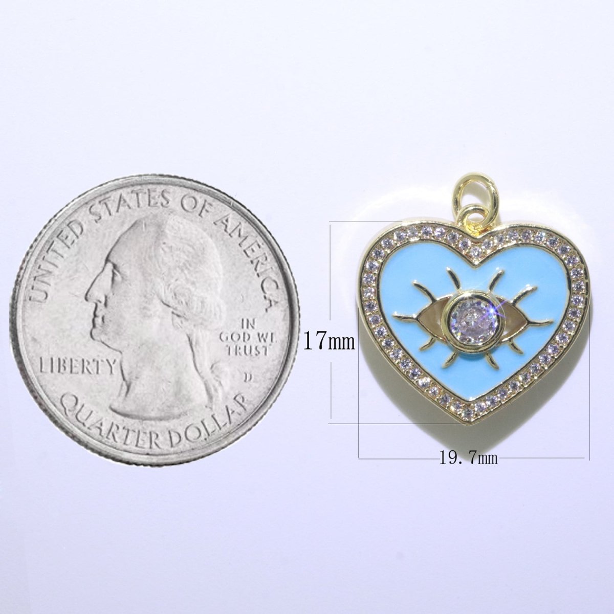 Heart Enamel Evil Eye Gold Filled Charm M-157-M-166