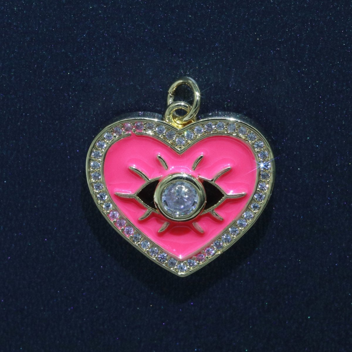 Heart Enamel Evil Eye Gold Filled Charm M-157-M-166