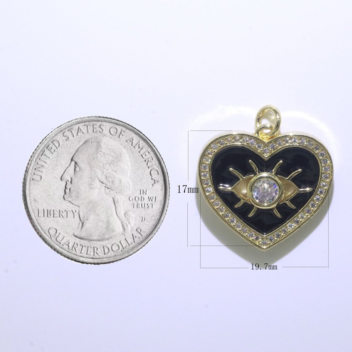 Heart Enamel Evil Eye Gold Filled Charm M-157-M-166