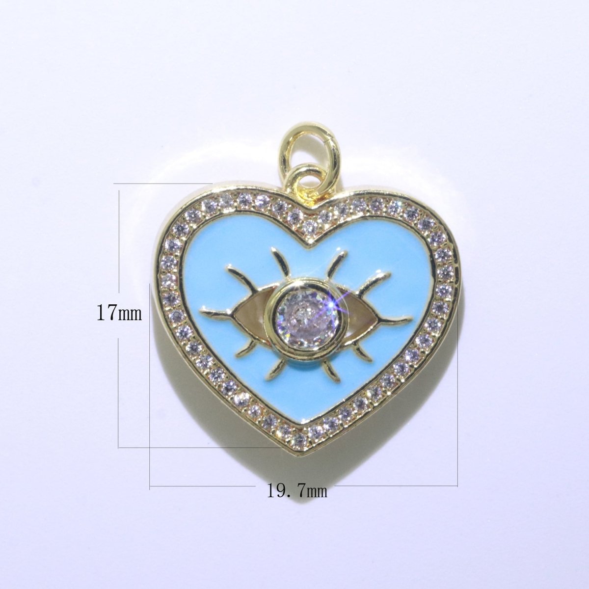 Heart Enamel Evil Eye Gold Filled Charm M-157-M-166