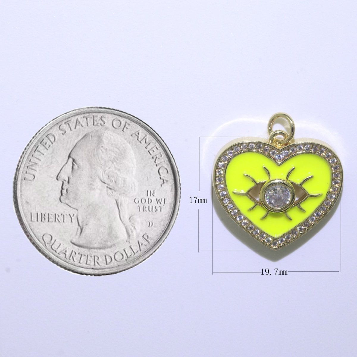 Heart Enamel Evil Eye Gold Filled Charm M-157-M-166