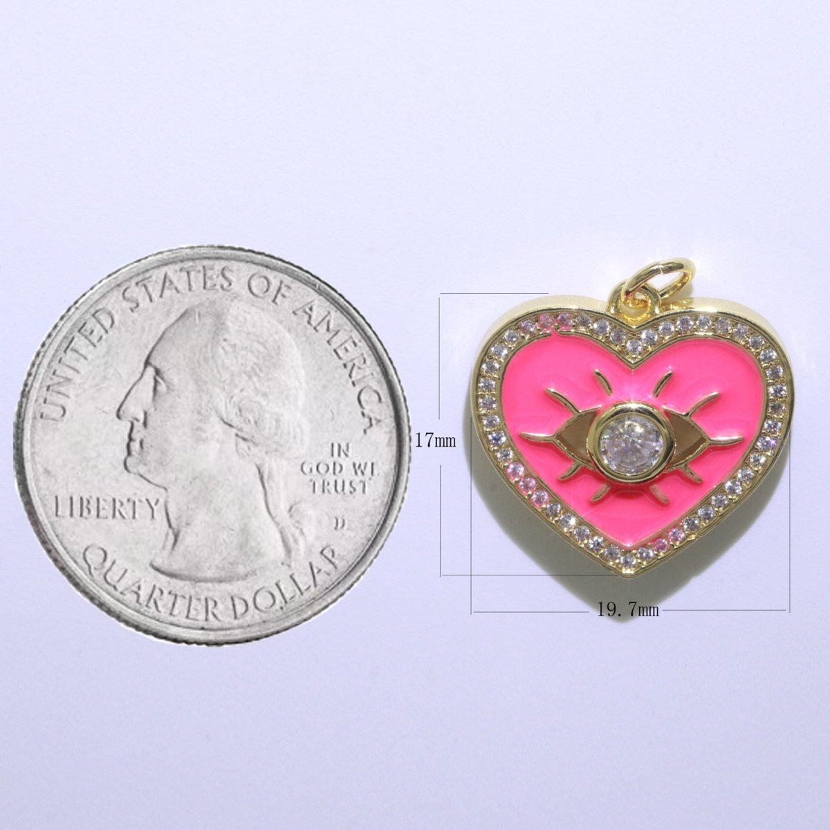 Heart Enamel Evil Eye Gold Filled Charm M-157-M-166