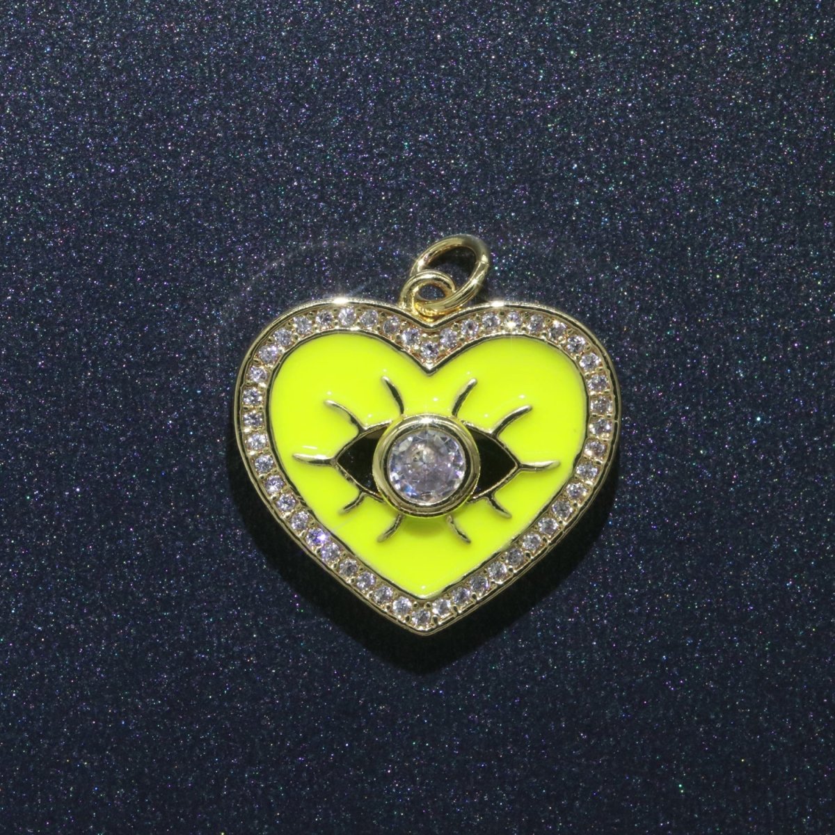 Heart Enamel Evil Eye Gold Filled Charm M-157-M-166
