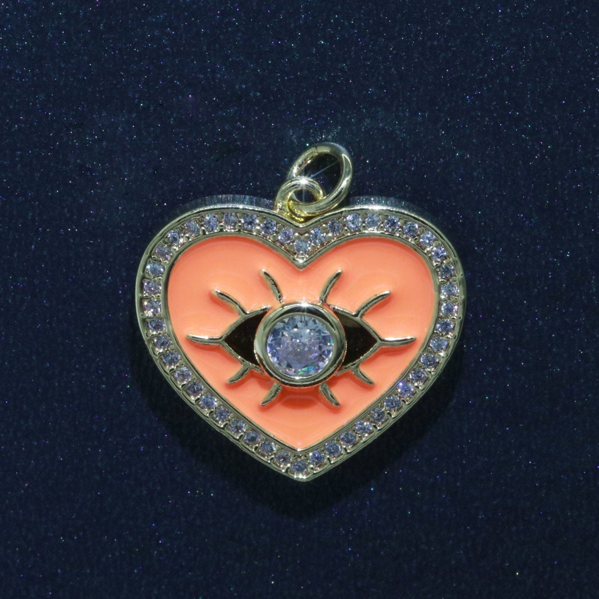 Heart Enamel Evil Eye Gold Filled Charm M-157-M-166