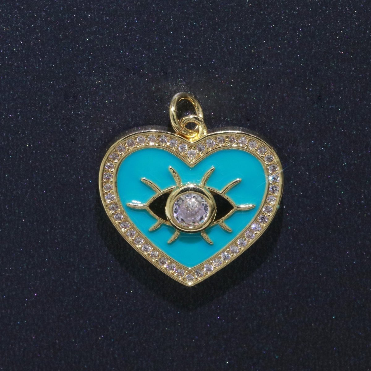 Heart Enamel Evil Eye Gold Filled Charm M-157-M-166
