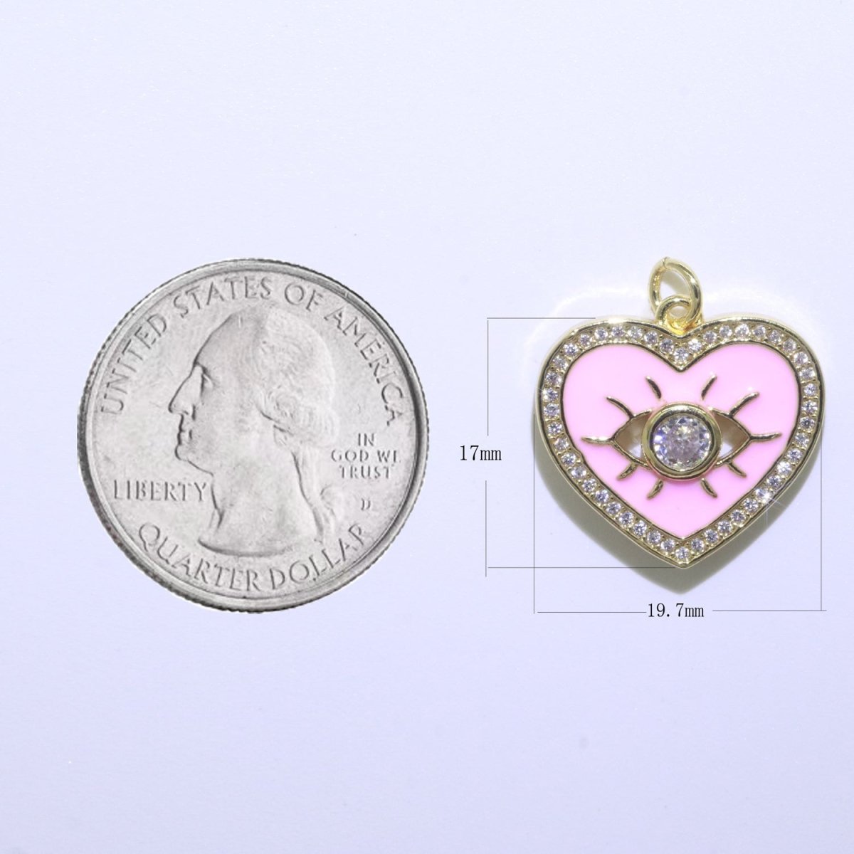 Heart Enamel Evil Eye Gold Filled Charm M-157-M-166
