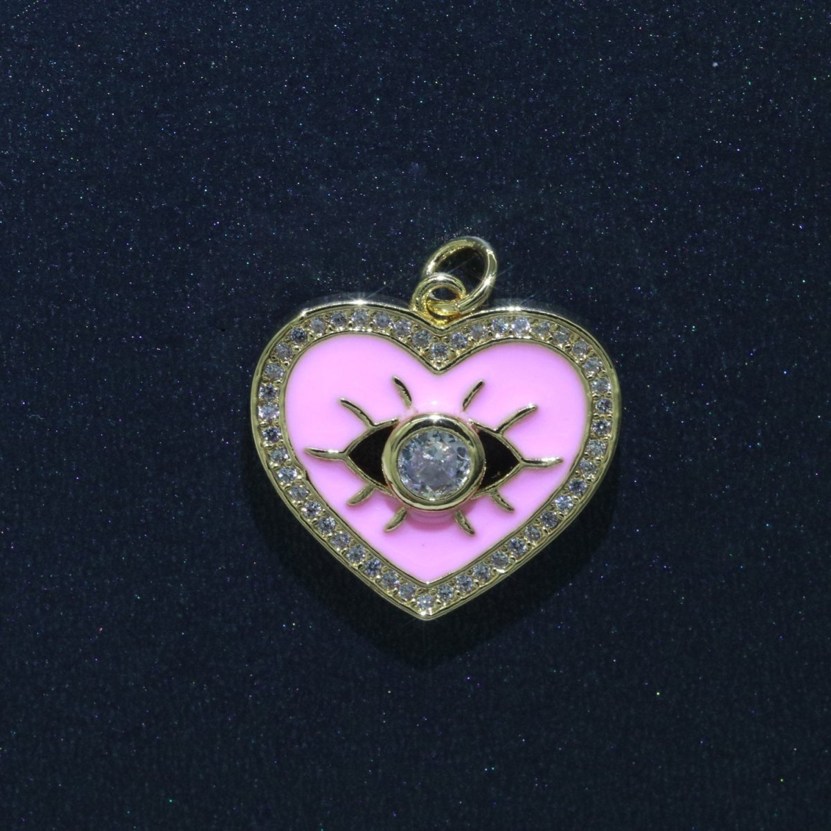 Heart Enamel Evil Eye Gold Filled Charm M-157-M-166