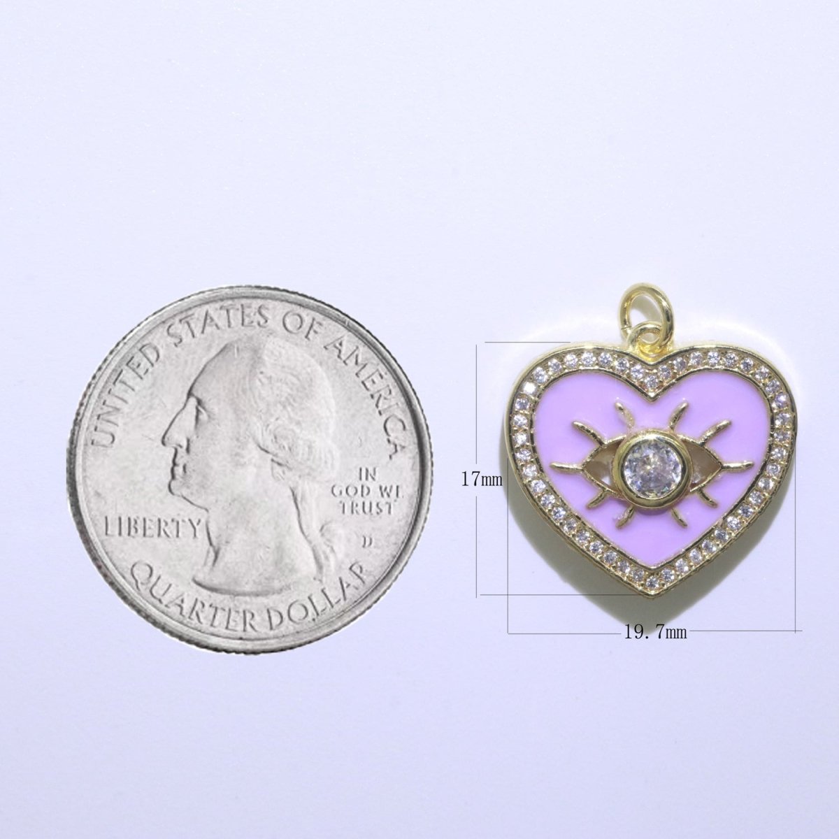 Heart Enamel Evil Eye Gold Filled Charm M-157-M-166