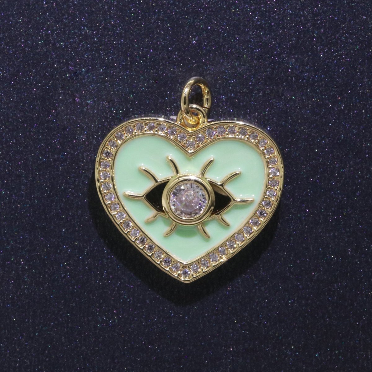 Heart Enamel Evil Eye Gold Filled Charm M-157-M-166