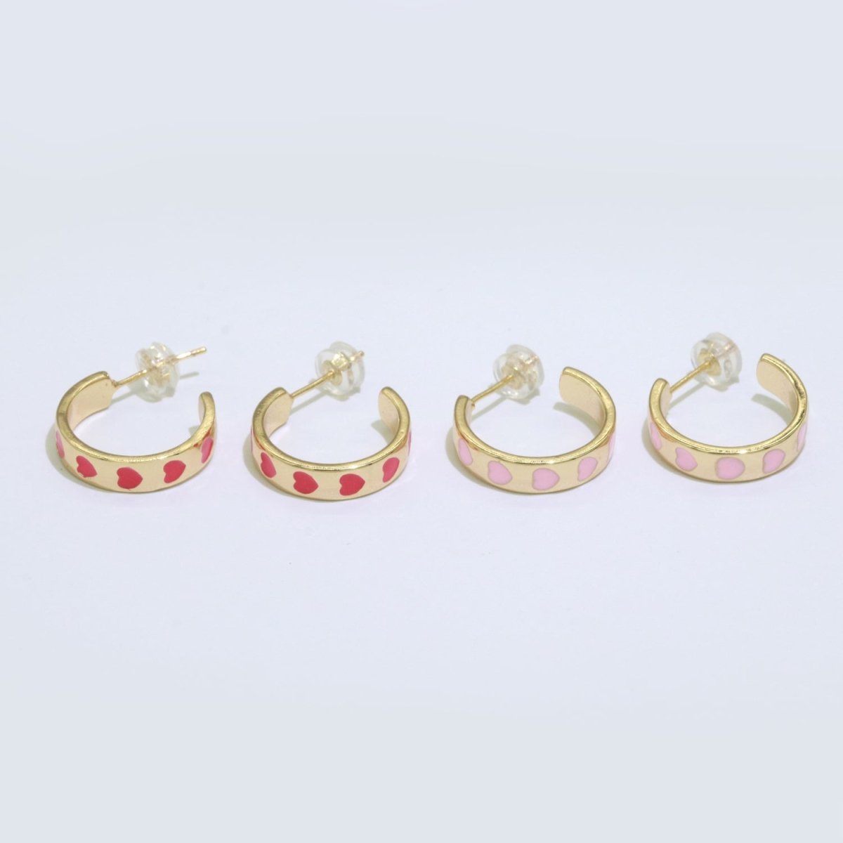 Heart Enamel Round hoop earrings 17.5mm, Lead Nickel free Earrings Y2K Simple Round hoop 1 pair hoops P-223~P-228