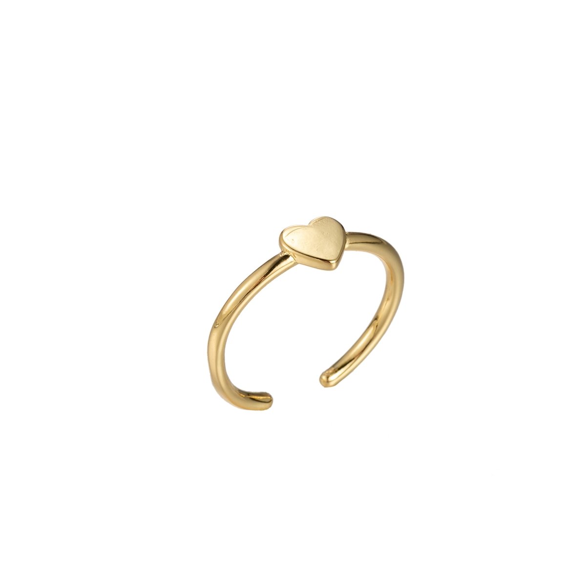 Heart Gold Stacking Ring - Minimalist Jewelry Dainty Love ring, midi ring, Love ring, Open Adjustable ring birthday gift Silver Ring O-341 O-342