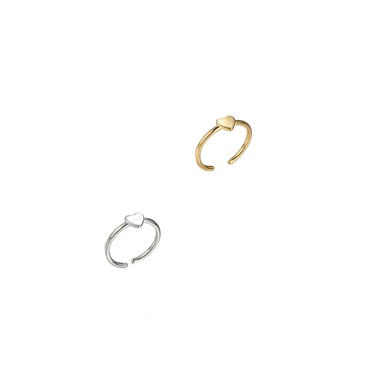 Heart Gold Stacking Ring - Minimalist Jewelry Dainty Love ring, midi ring, Love ring, Open Adjustable ring birthday gift Silver Ring O-341 O-342