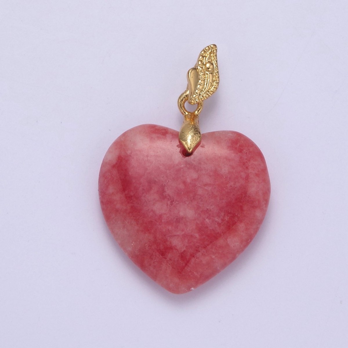 OS Heart jade pendant , Red jade pendant for Necklace Puffy Heart Love Jewelry W-642
