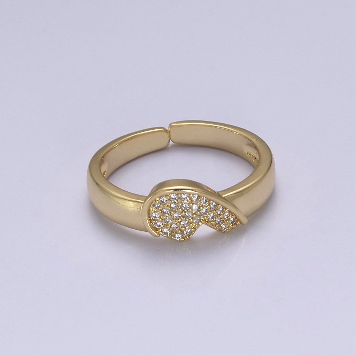 Heart Ring Set For Couples Matching Gold CZ Rings Anniversary Gift For Her Gift Adjustable Rings S-484 S-485