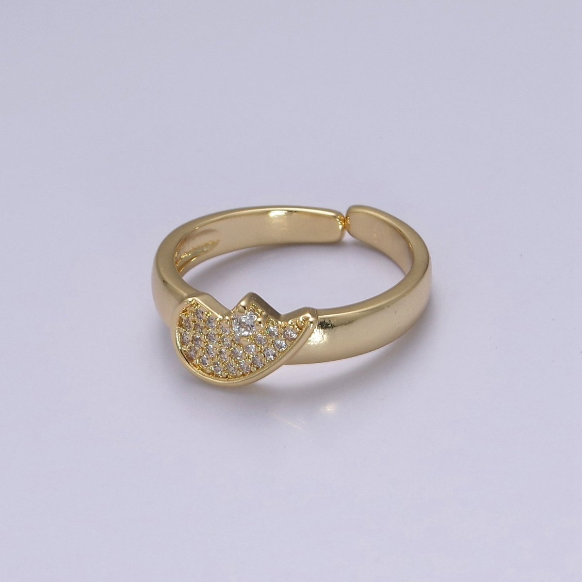 Heart Ring Set For Couples Matching Gold CZ Rings Anniversary Gift For Her Gift Adjustable Rings S-484 S-485