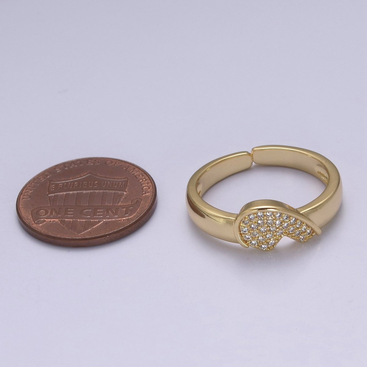 Heart Ring Set For Couples Matching Gold CZ Rings Anniversary Gift For Her Gift Adjustable Rings S-484 S-485