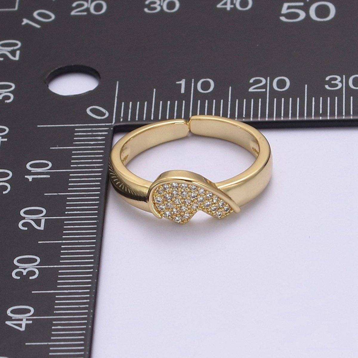 Heart Ring Set For Couples Matching Gold CZ Rings Anniversary Gift For Her Gift Adjustable Rings S-484 S-485