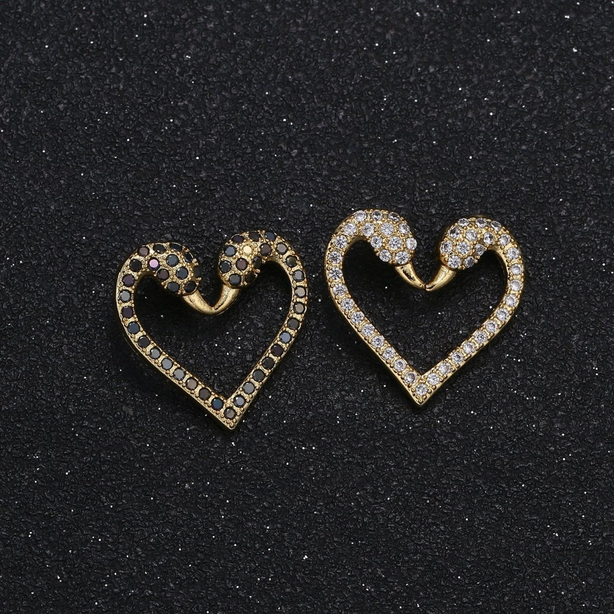 Heart Shaped Swan Head Couple Lovebirds Charm Animal Nature Micro Pave Charm Pendant  GP-058