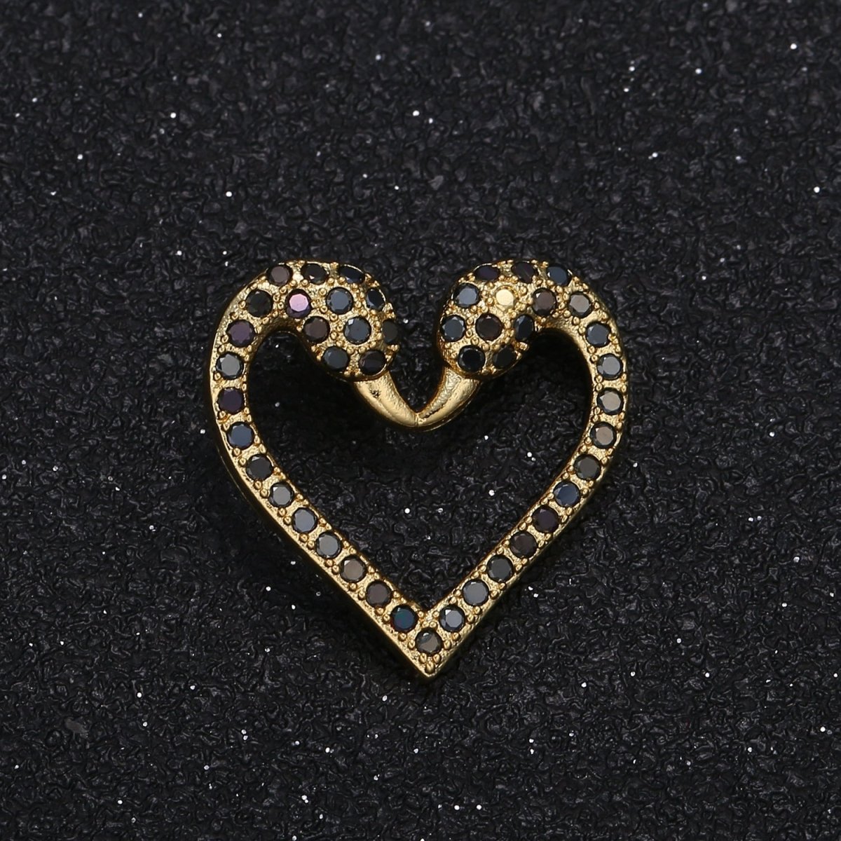 Heart Shaped Swan Head Couple Lovebirds Charm Animal Nature Micro Pave Charm Pendant  GP-058