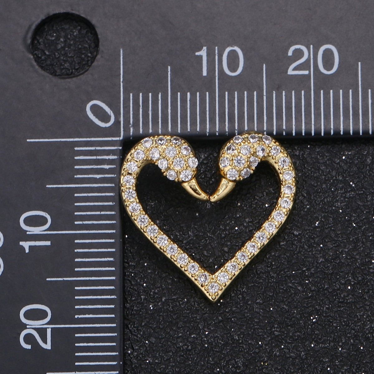 Heart Shaped Swan Head Couple Lovebirds Charm Animal Nature Micro Pave Charm Pendant  GP-058